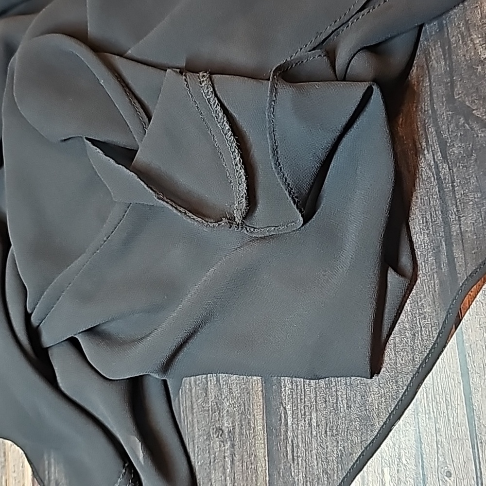 JS COLLECTION BLACK SHEER LINED TIRED RUFFLE SKIRT - Picture 8 of 10